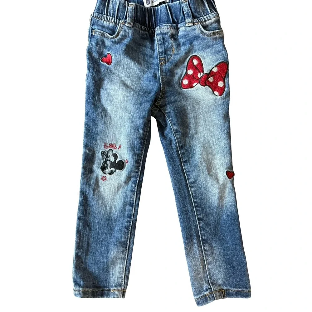 BABY GAP DISNEY MINNIE MOUSE DENIM JEANS ELASTIC WAISTBAND TODDLER 3 YEARS‎